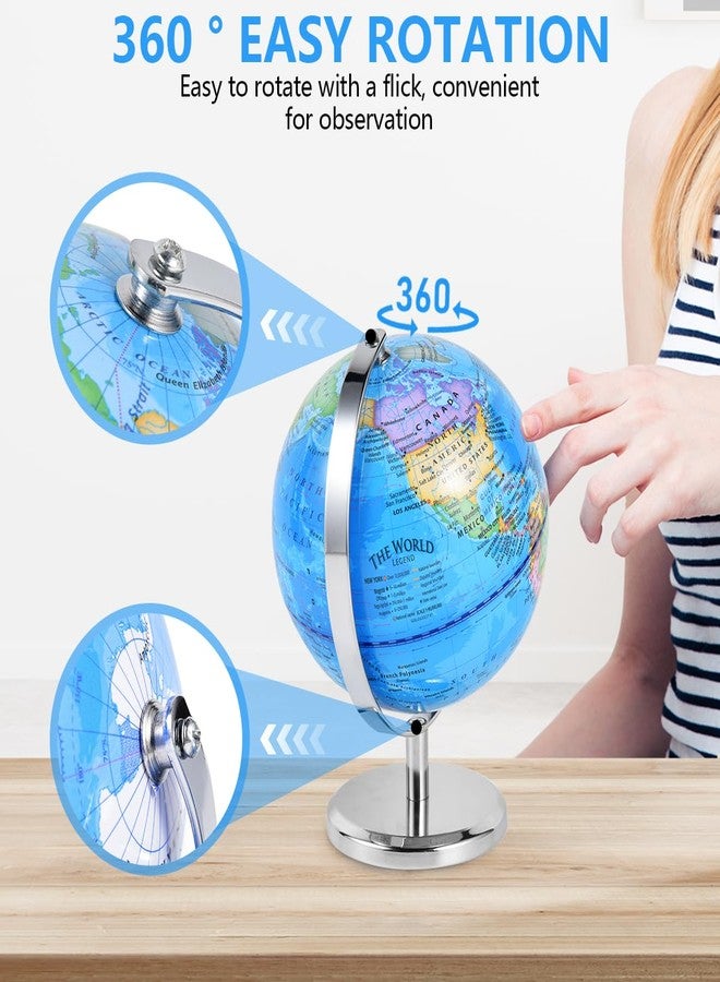 KISEER 6 Inch World Globe Rotating Earth Spinning Globe with Heavy Metal Stand for Kids Geography Classroom Education or Office Home Decorations - Image 3